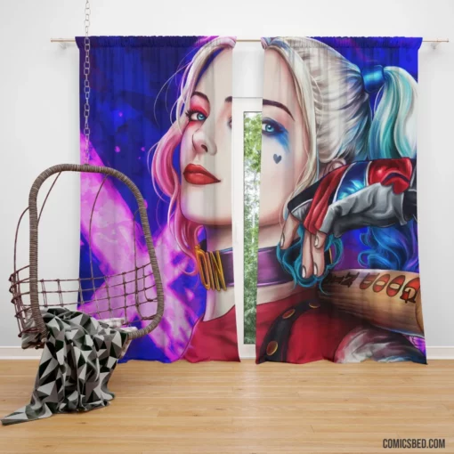 Harley Quinn Baseball Bat DC Joker Comic Curtain