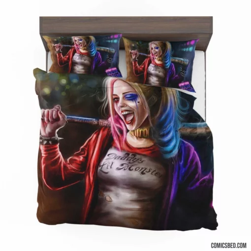 Harley Quinn Baseball Bat Jester Comic Bedding Set 1