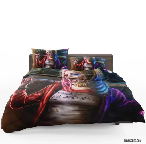 Harley Quinn Baseball Bat Jester Comic Bedding Set