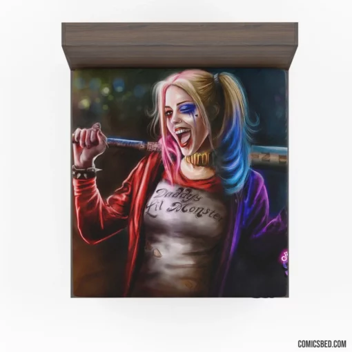 Harley Quinn Baseball Bat Jester Comic Fitted Sheet 1