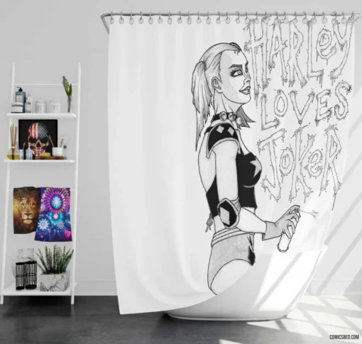 Harley Quinn Batman Enigma Comic Shower Curtain