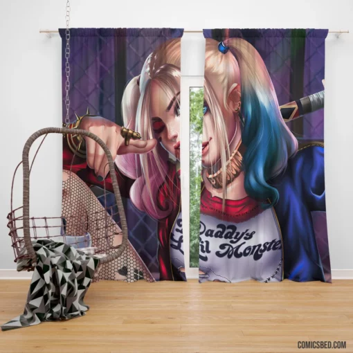 Harley Quinn Blonde DC Jokerette Comic Curtain