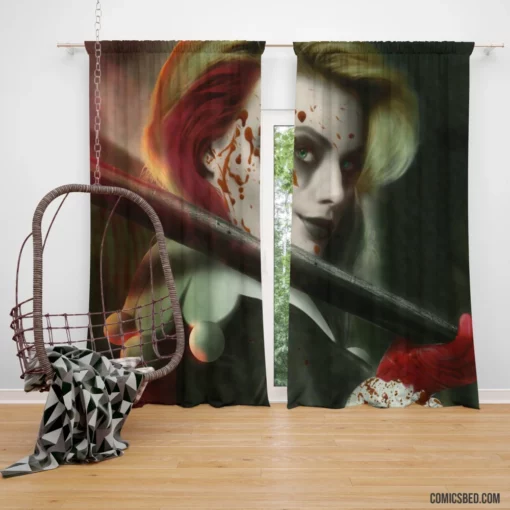 Harley Quinn Blonde DC Mischievous Jester Comic Curtain