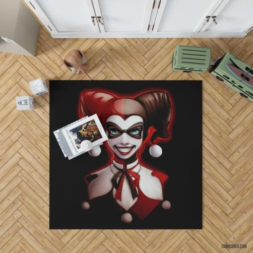 Harley Quinn Blue Eyes DC Mischievous Jester Comic Rug