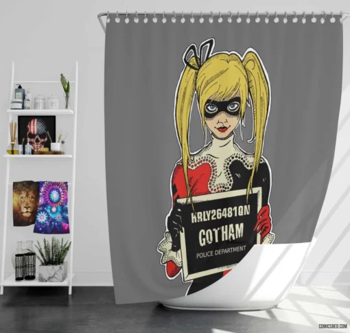 Harley Quinn Chaos Queen Comic Shower Curtain