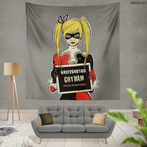 Harley Quinn Chaos Queen Comic Wall Tapestry