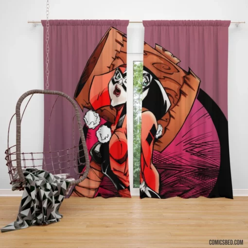 Harley Quinn Chaos and Laughter Comic Curtain