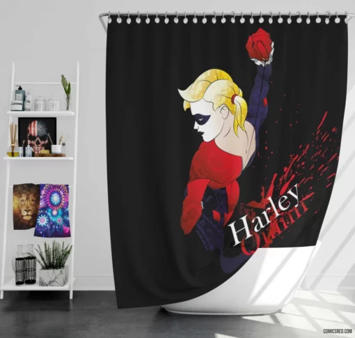 Harley Quinn Chaotic Capers Comic Shower Curtain