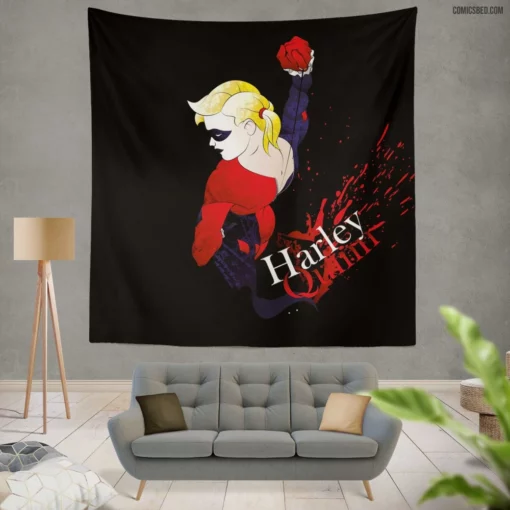 Harley Quinn Chaotic Capers Comic Wall Tapestry