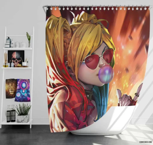 Harley Quinn Chronicles DC Playful Rebel Comic Shower Curtain