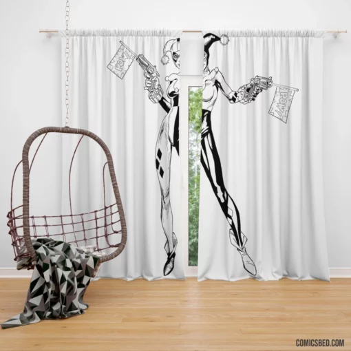 Harley Quinn Clown Antics Comic Curtain