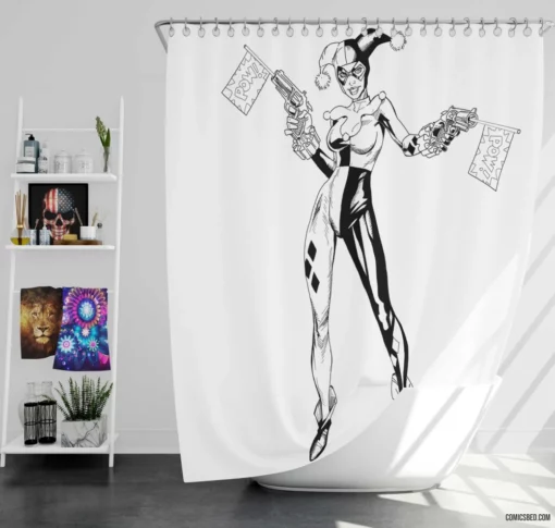 Harley Quinn Clown Antics Comic Shower Curtain