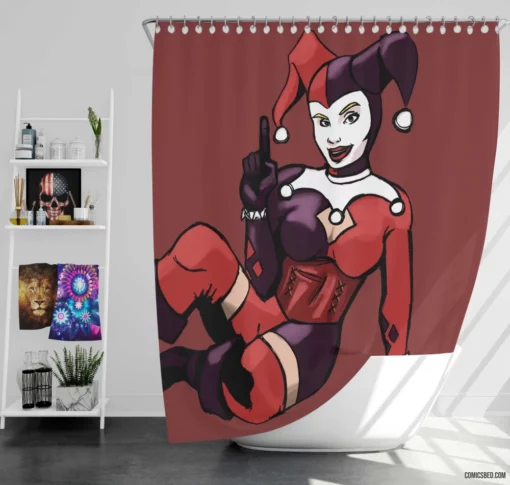 Harley Quinn Clown Princess of Crime Comic Shower Curtain