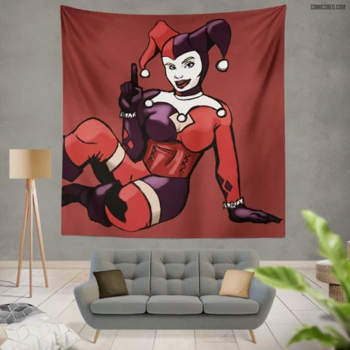 Harley Quinn Clown Princess of Crime Comic Wall Tapestry