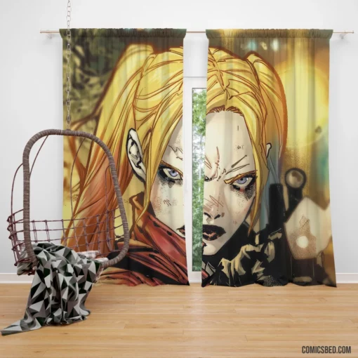 Harley Quinn DC Blonde Mischief Comic Curtain