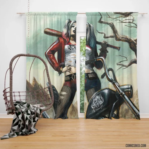 Harley Quinn DC Blonde Misfit Comic Curtain