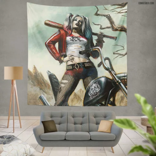 Harley Quinn DC Blonde Misfit Comic Wall Tapestry