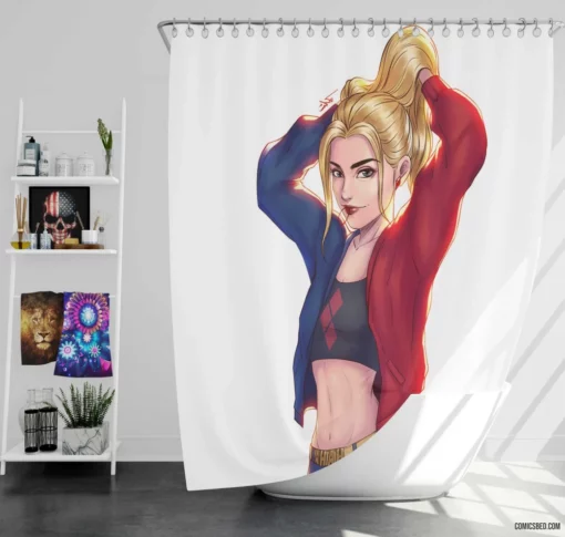 Harley Quinn DC Colorful Character Comic Shower Curtain