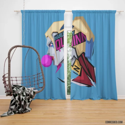 Harley Quinn DC Colorful Women Hero Comic Curtain