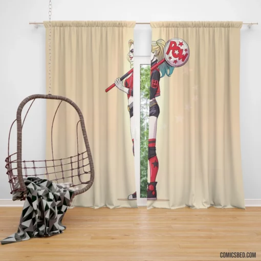 Harley Quinn DC Mischievous Comic Curtain