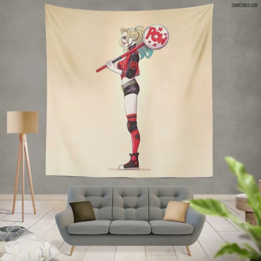 Harley Quinn DC Mischievous Comic Wall Tapestry