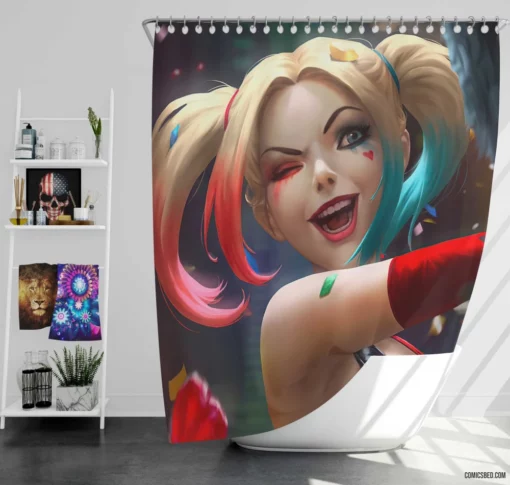 Harley Quinn DC Mischievous Soul Comic Shower Curtain