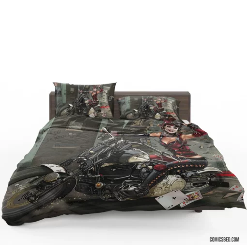 Harley Quinn DC Motorcycle Mischief Comic Bedding Set