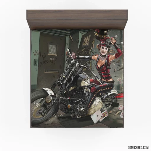 Harley Quinn DC Motorcycle Mischief Comic Fitted Sheet 1