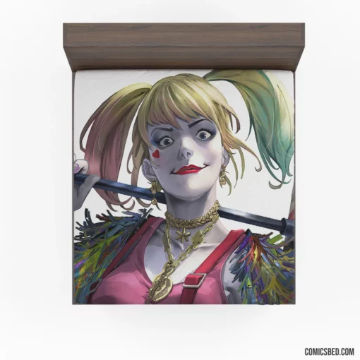 Harley Quinn DC Twintailed Antics Comic Fitted Sheet 1