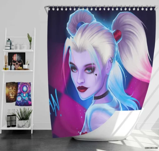 Harley Quinn DC Vibrant Spirit Comic Shower Curtain