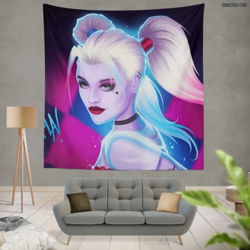 Harley Quinn DC Vibrant Spirit Comic Wall Tapestry