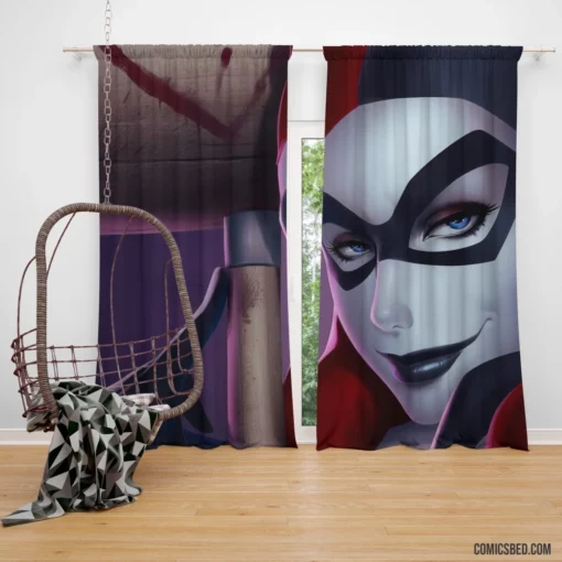 Harley Quinn Face DC Jester Comic Curtain