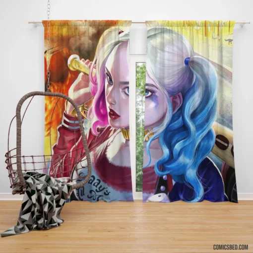 Harley Quinn Girl DC Jester Comic Curtain