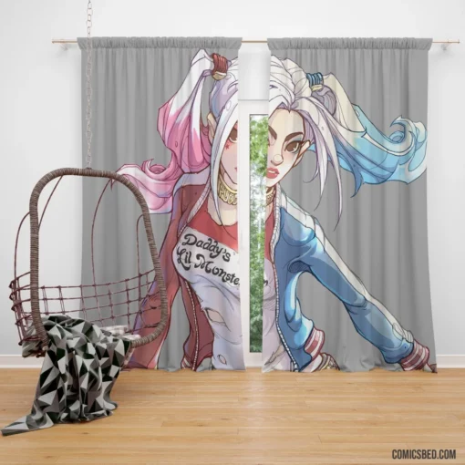 Harley Quinn Girl DC Mischievous Muse Comic Curtain