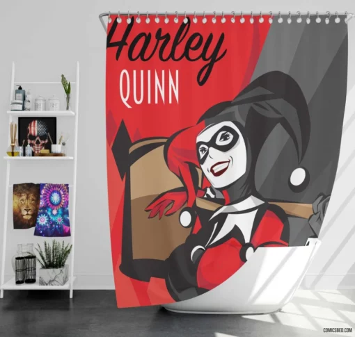 Harley Quinn Gotham Icon Comic Shower Curtain