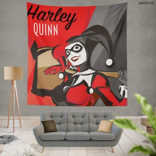 Harley Quinn Gotham Icon Comic Wall Tapestry