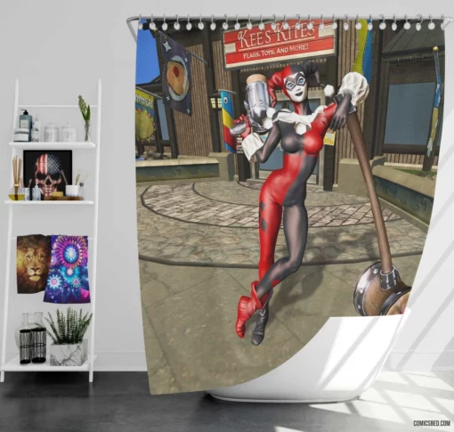 Harley Quinn Infinite Crisis Journey Comic Shower Curtain