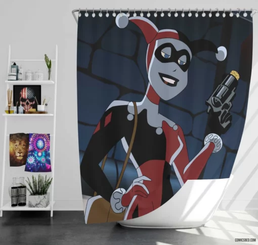 Harley Quinn Madcap Mischief Comic Shower Curtain