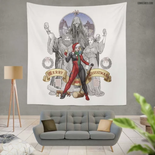 Harley Quinn Merry Mayhem Comic Wall Tapestry