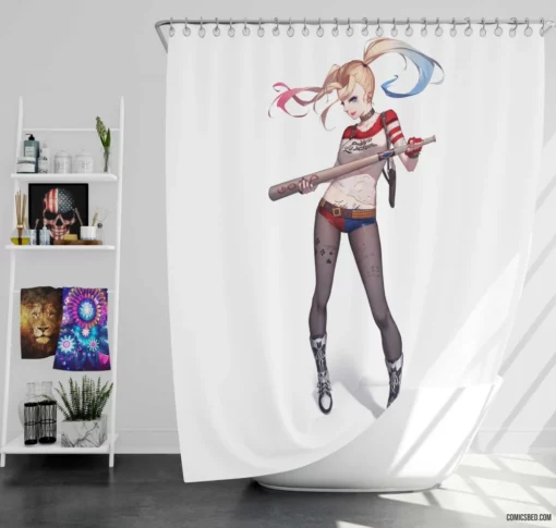 Harley Quinn Misadventures Comic Shower Curtain