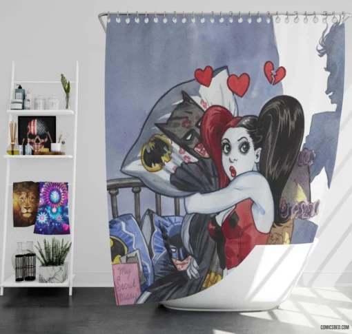 Harley Quinn Mischievous Jester Comic Shower Curtain