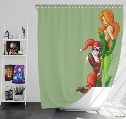 Harley Quinn & Poison Ivy DC Duo Comic Shower Curtain