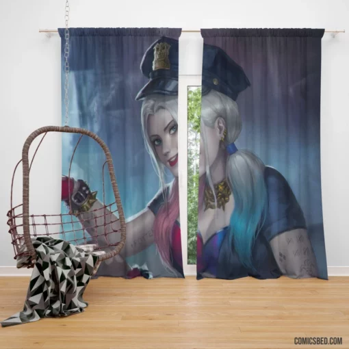 Harley Quinn Police DC Joker Comic Curtain