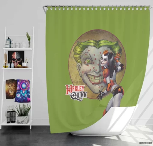 Harley Quinn Queen of Chaos Redux Comic Shower Curtain