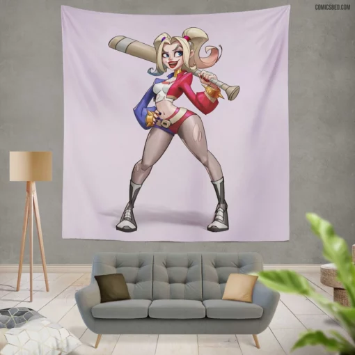 Harley Quinn Shorts DC Delight Comic Wall Tapestry