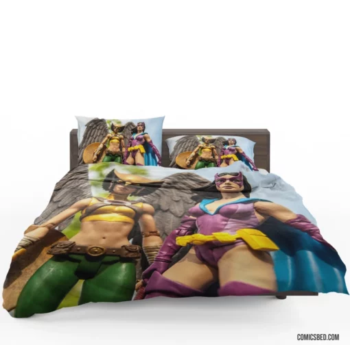 Hawkgirl & Huntress Dynamic Duo Feats Comic Bedding Set