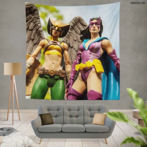 Hawkgirl & Huntress Dynamic Duo Feats Comic Wall Tapestry