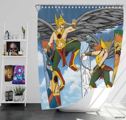 Hawkman & Hawkgirl DC Warrior Quest Comic Shower Curtain