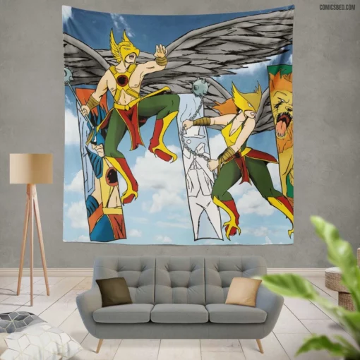 Hawkman & Hawkgirl DC Warrior Quest Comic Wall Tapestry