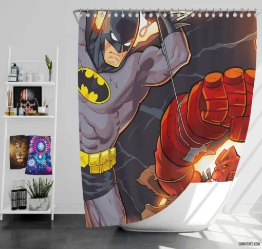 Hellboy Batman Crossover Dark Duo Comic Shower Curtain